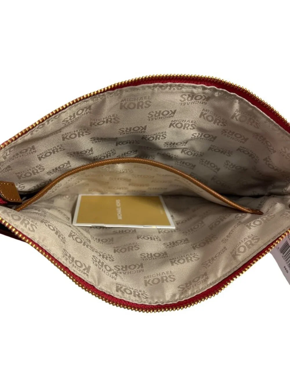Michael Kors Women's Red Jet Set Flat Crossbody Bag With Gold Accents